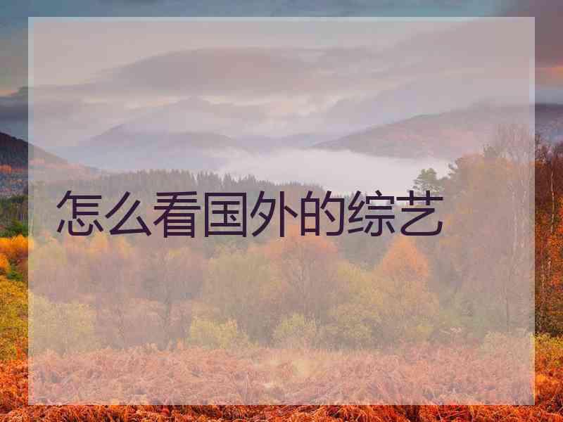 怎么看国外的综艺 怎么看国外的综艺