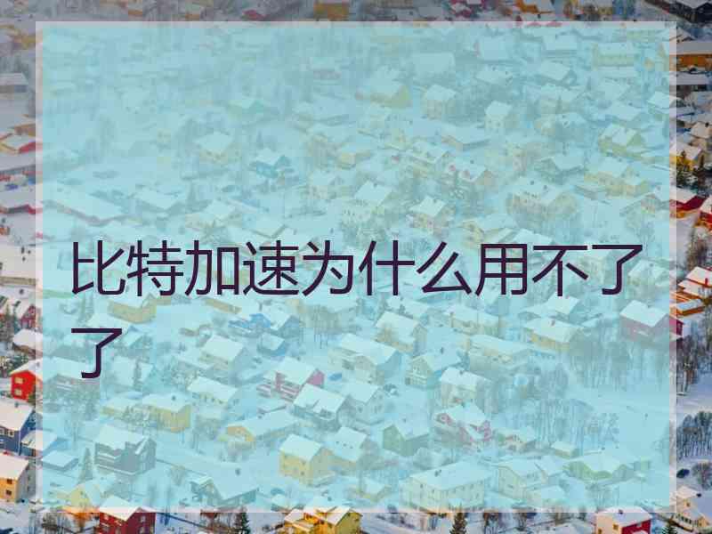 比特加速为什么用不了了 比特加速为什么用不了了
