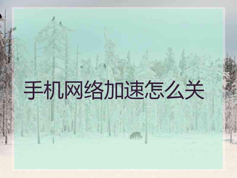 手机网络加速怎么关