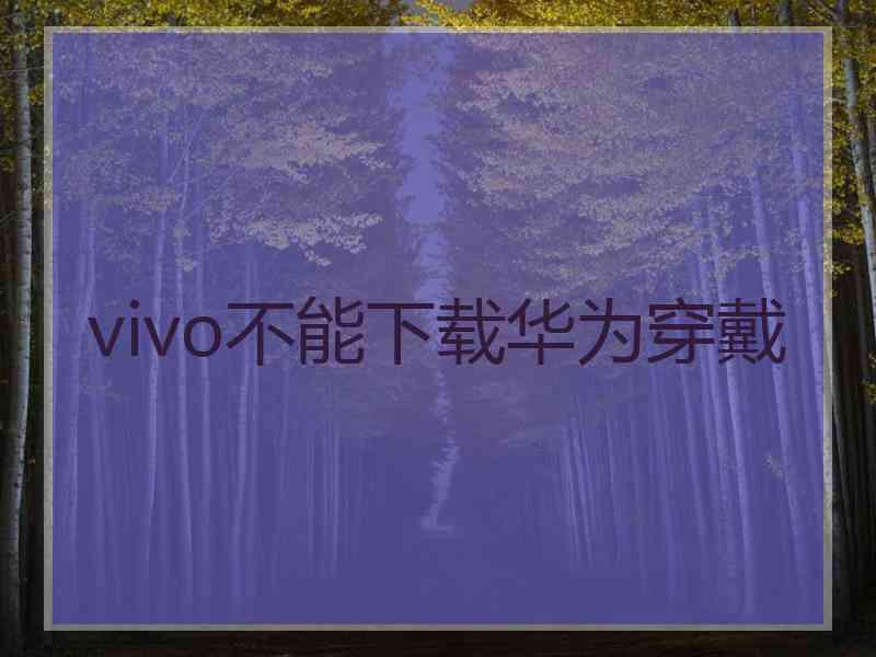 vivo不能下载华为穿戴