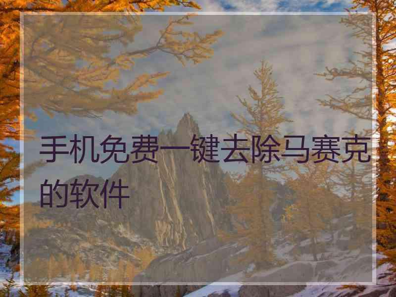 手机免费一键去除马赛克的软件