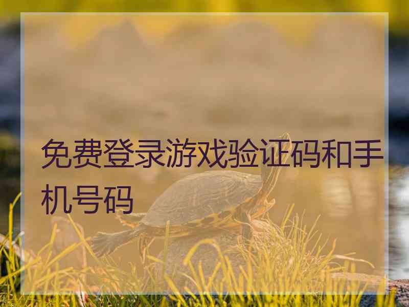 免费登录游戏验证码和手机号码