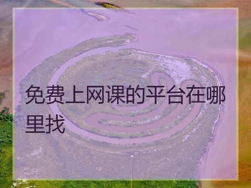 免费上网课的平台在哪里找