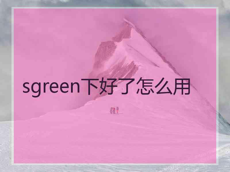 sgreen下好了怎么用