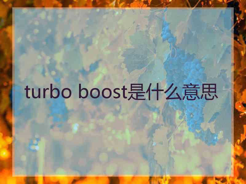 turbo boost是什么意思